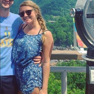 Closet closing faux denim romper